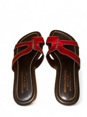 Donald J. Pliner Red Leather Slide Sandals